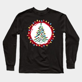 Holiday Classic Christmas tree with Chirstmas lights Long Sleeve T-Shirt